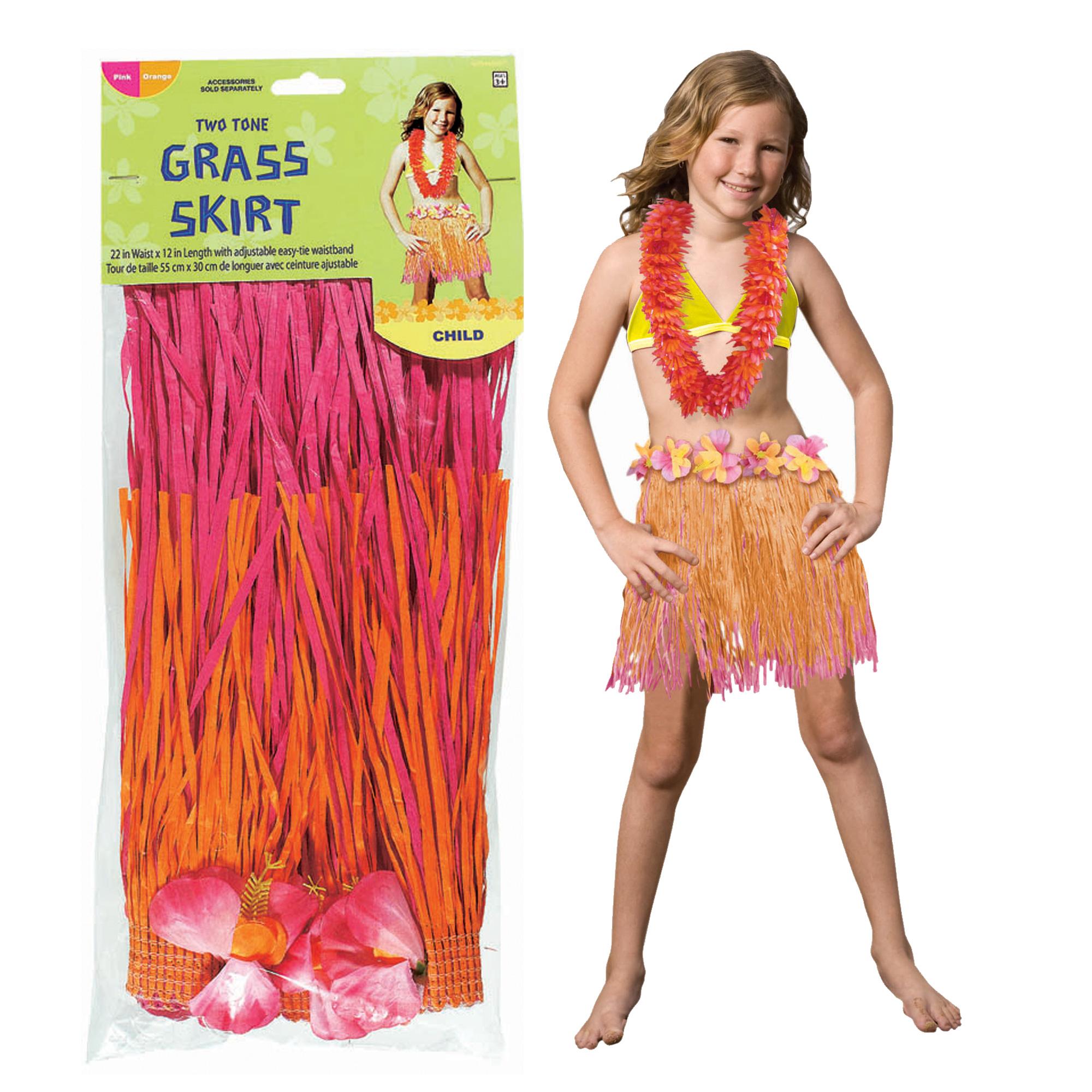 Child Pink & Orange Hula Skirt 12 x 22in Costumes & Apparel - Party Centre - Party Centre