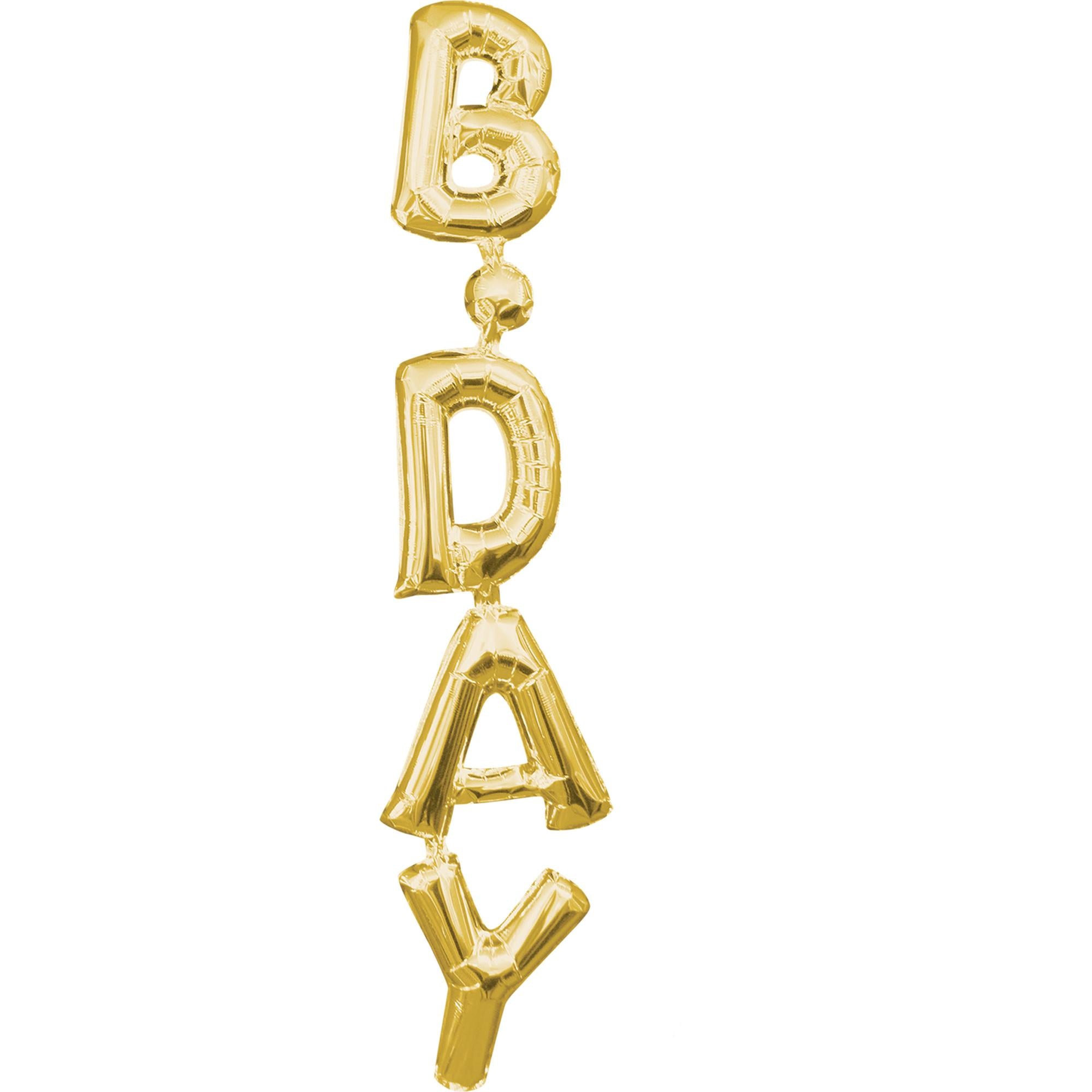 Gold Birthday Phrase Vertical SuperShape Foil Balloon Balloons & Streamers - Party Centre - Party Centre