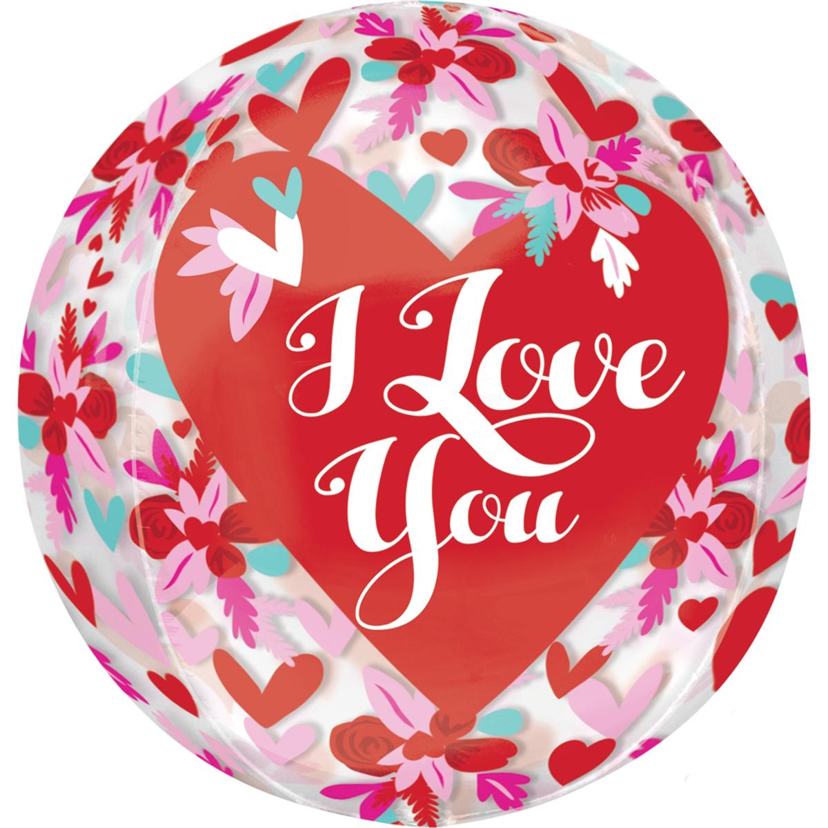 I Love You Flowers Orbz 38x40cm Balloons & Streamers - Party Centre - Party Centre
