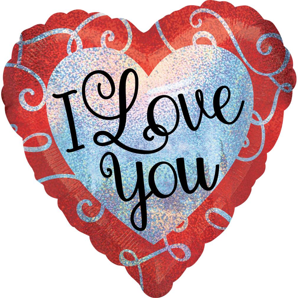 Sparkle Heart Love You Holographic Foil Balloon Balloons & Streamers - Party Centre - Party Centre
