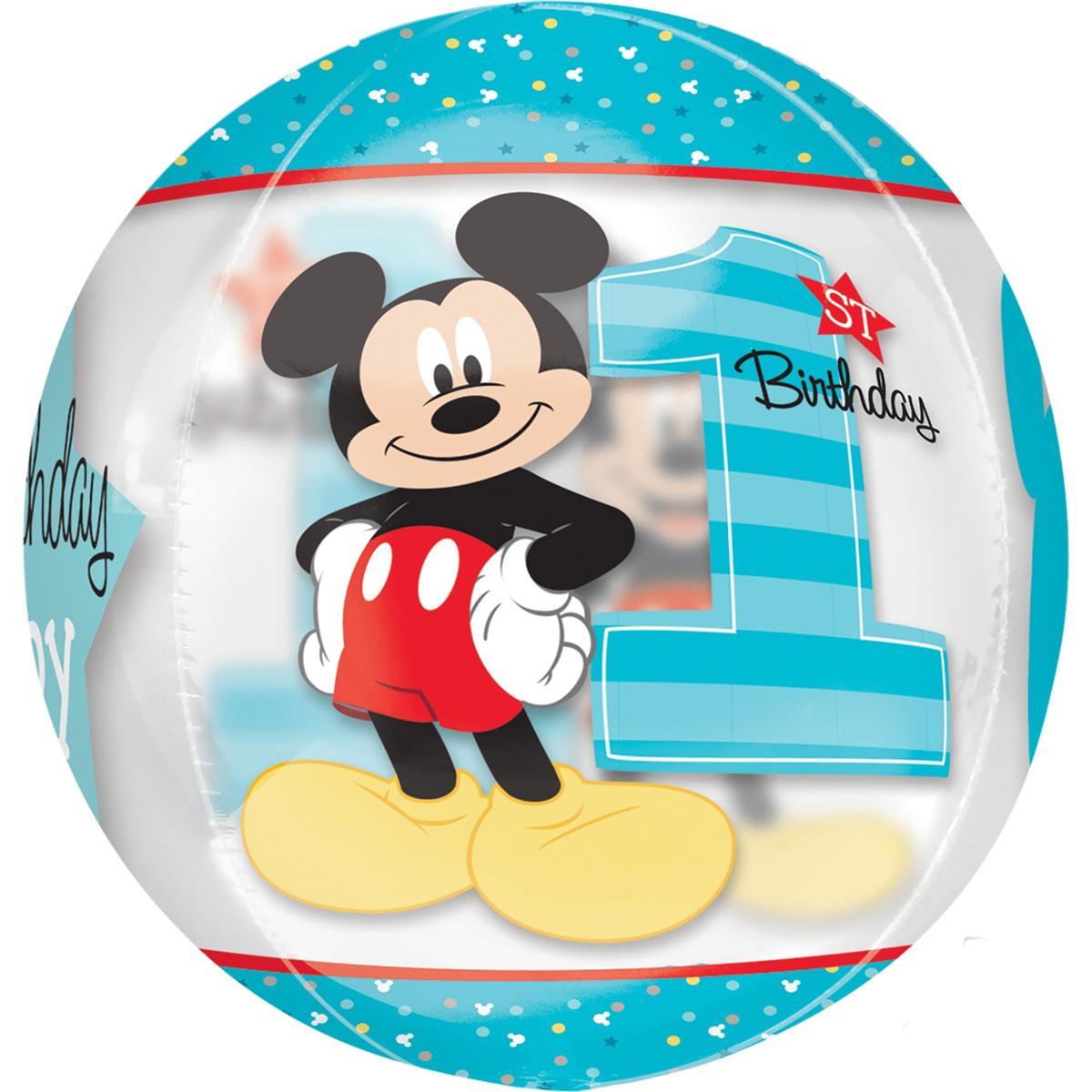 Mickey 1st Birthday Orbz Balloon 38x40cm Balloons & Streamers - Party Centre - Party Centre