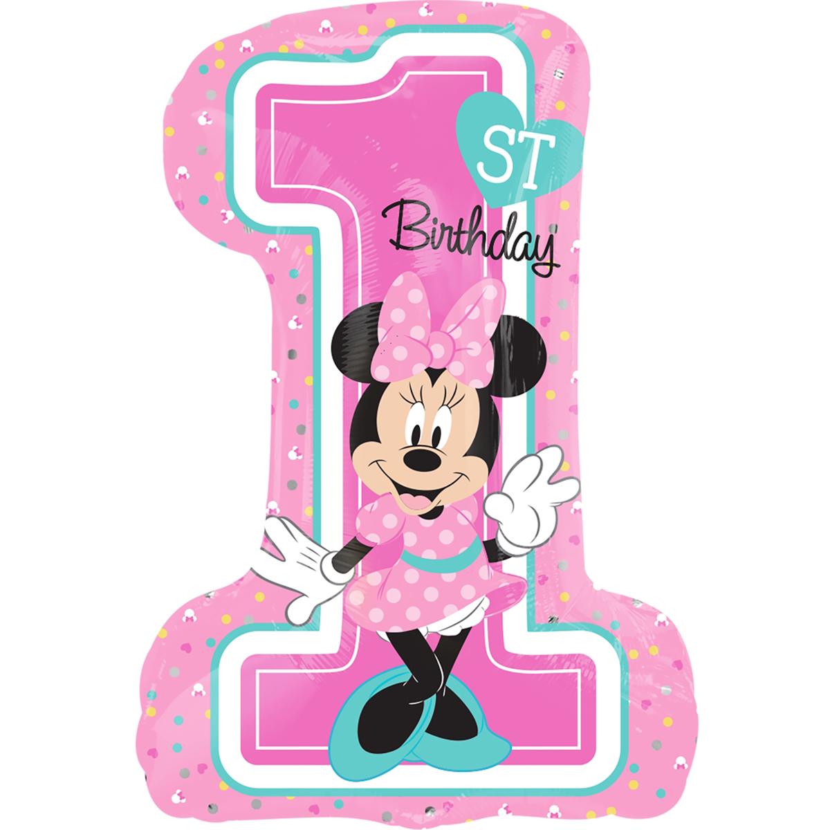 Minnie 1st Birthday SuperShape Foil Balloon 19x28in Balloons & Streamers - Party Centre - Party Centre