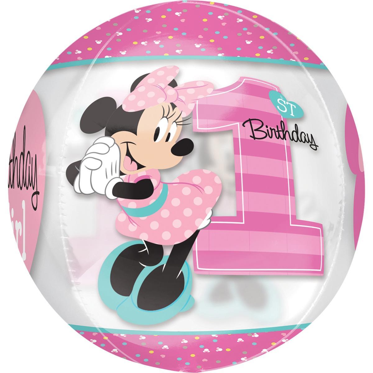 Minnie 1st Birthday Orbz Balloon 38x40cm Balloons & Streamers - Party Centre - Party Centre