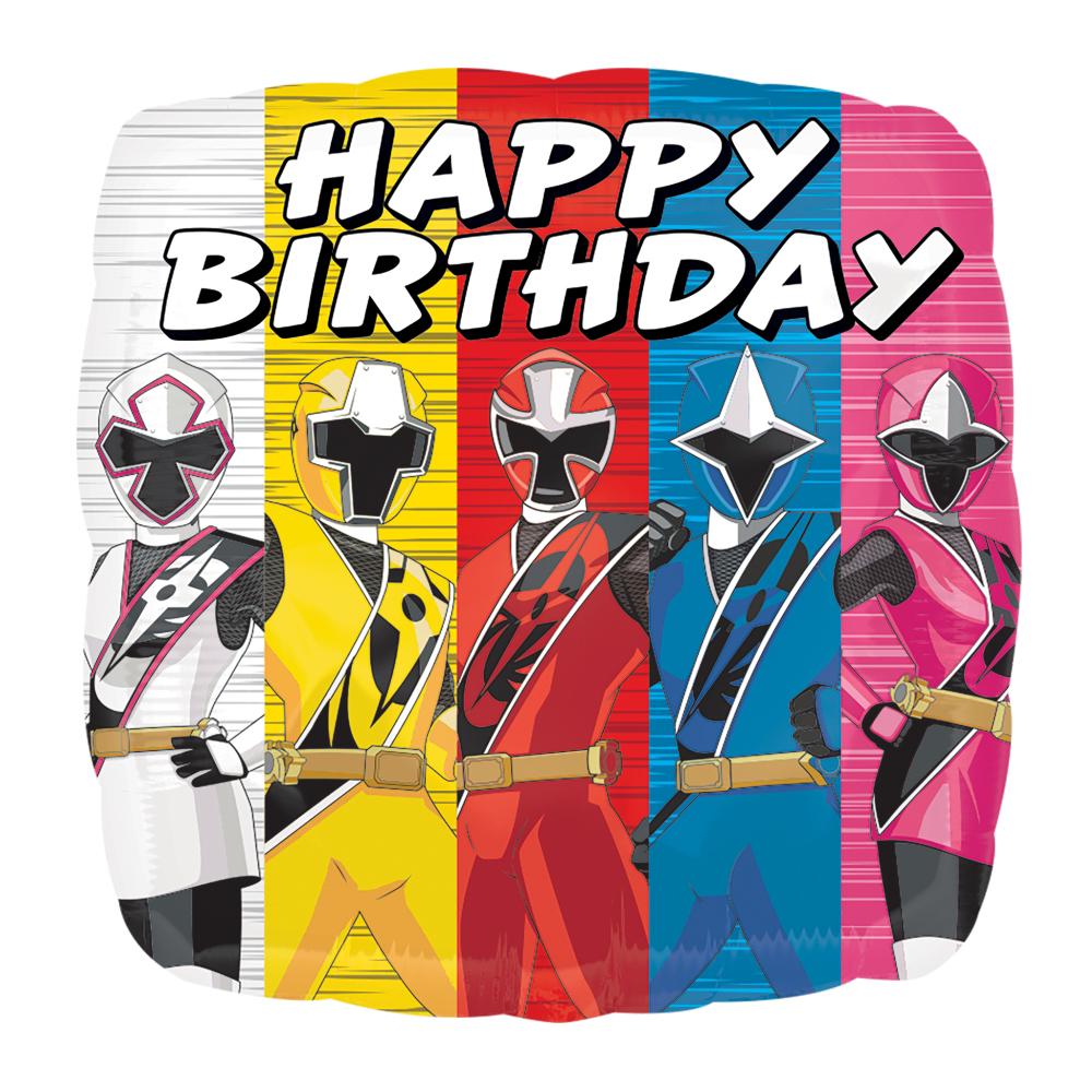 Power Ranger Ninja Steel Birthday Square Balloon 18in Balloons & Streamers - Party Centre - Party Centre