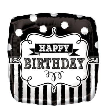 Chalkboard Happy Birthday Party Square Balloon 18in Balloons & Streamers - Party Centre - Party Centre