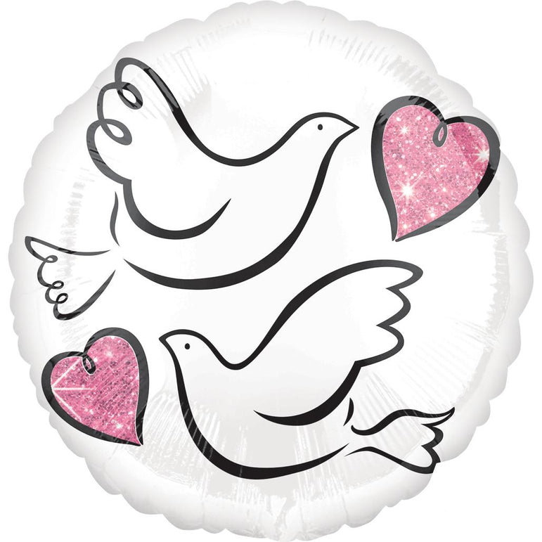 Wedding Doves Foil Balloon 18in Balloons & Streamers - Party Centre