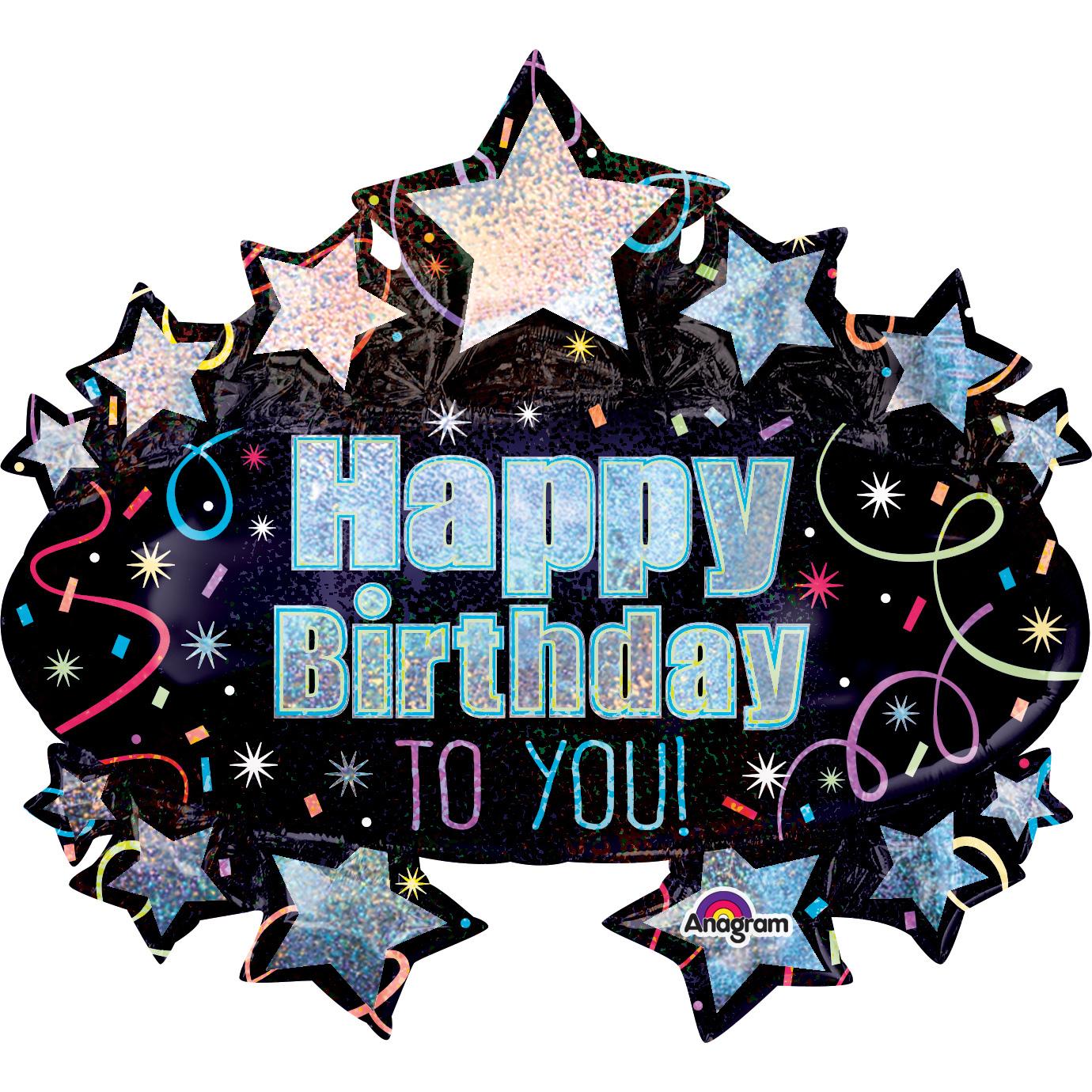 Brilliant Birthday Holographic SuperShape Foil Balloon Balloons & Streamers - Party Centre - Party Centre