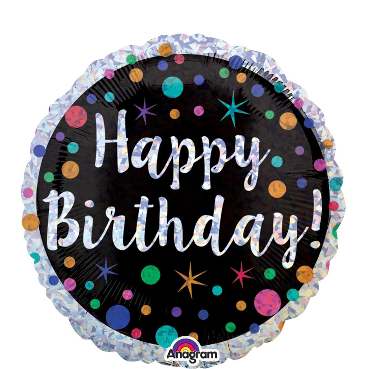 Polka Dot Birthday Holographic Balloon 18in Balloons & Streamers - Party Centre - Party Centre