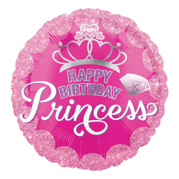 Princess Crown & Gem HBD Balloon 18in Balloons & Streamers - Party Centre - Party Centre