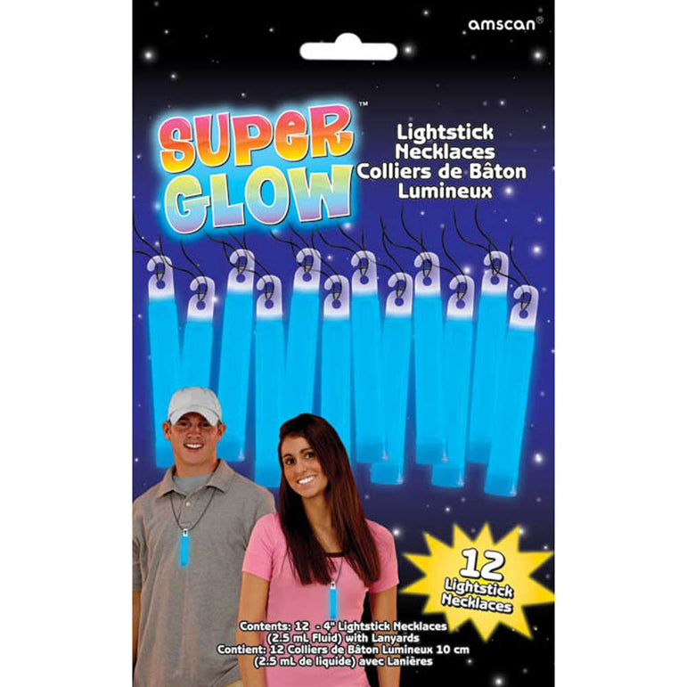Blue Light Stick Necklaces 4in, 12pcs Costumes & Apparel - Party Centre