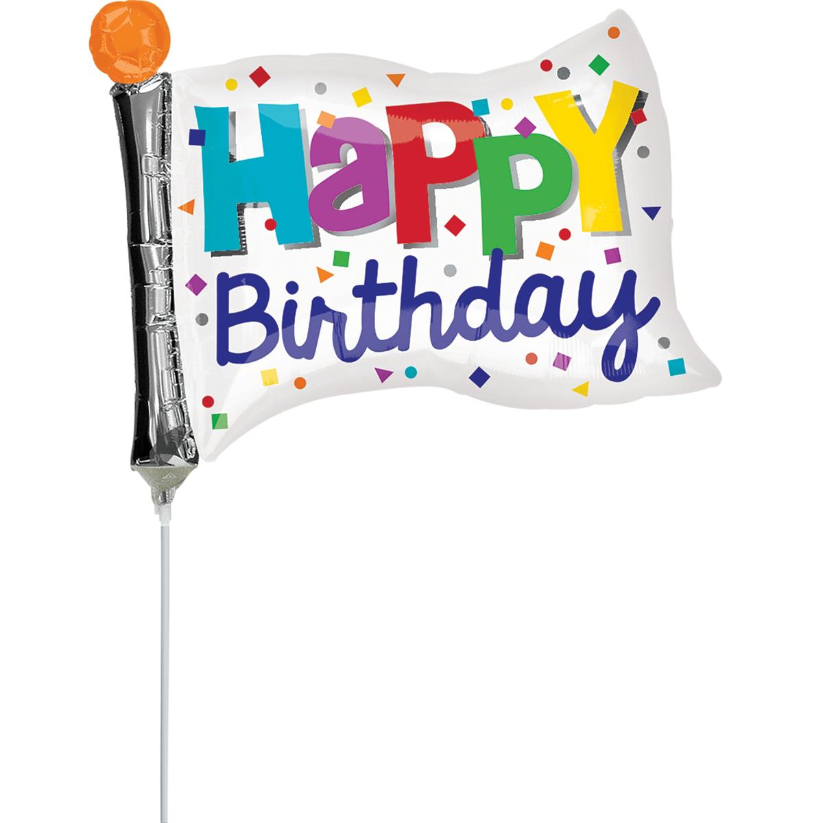 Happy Birthday Flag Mini Shape Balloon Balloons & Streamers - Party Centre - Party Centre