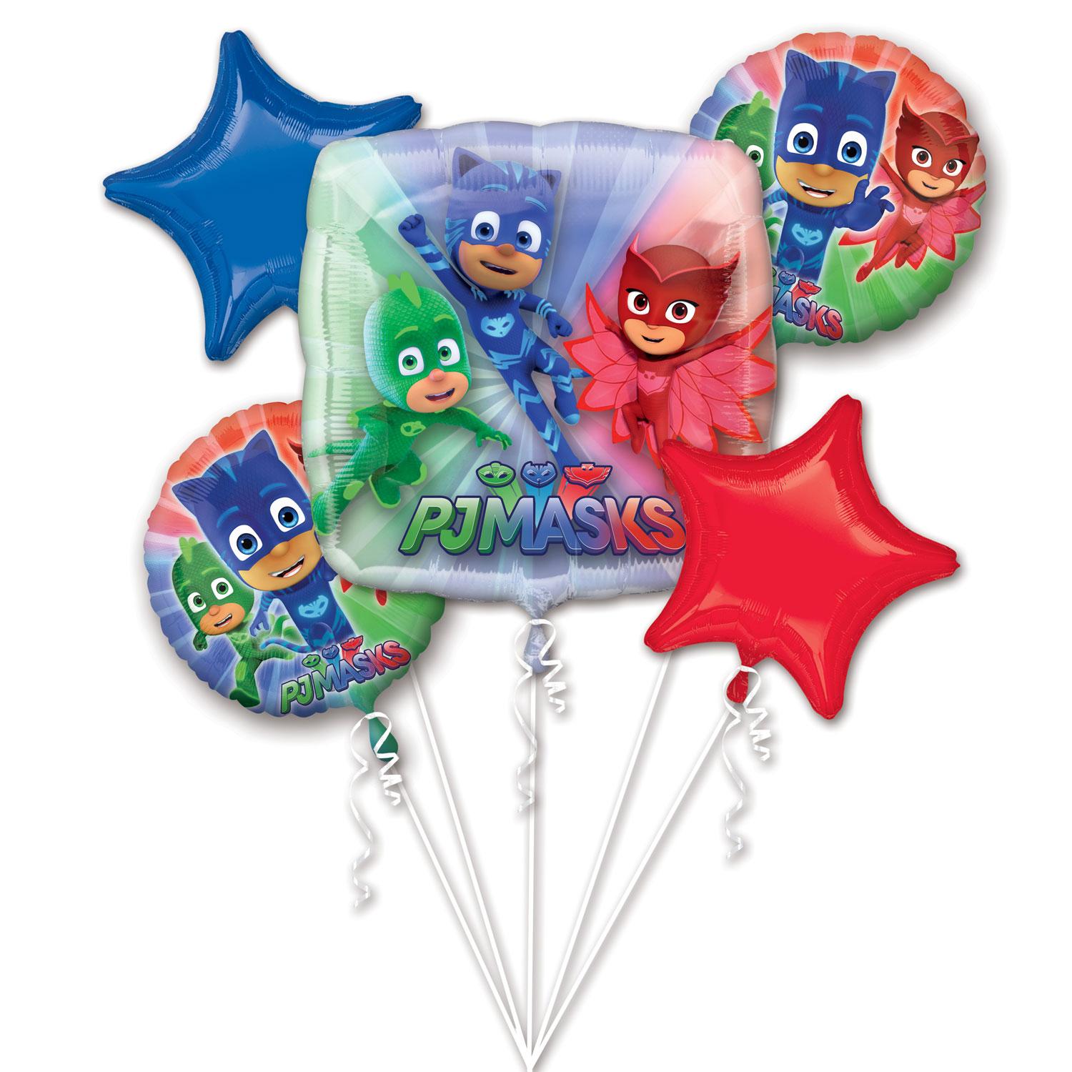 PJ Masks Balloon Bouquet 5pcs Balloons & Streamers - Party Centre - Party Centre