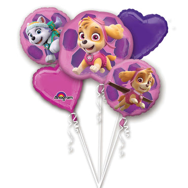 Paw Patrol Skye & Everest Balloon Bouquet 5pcs Balloons & Streamers - Party Centre - Party Centre