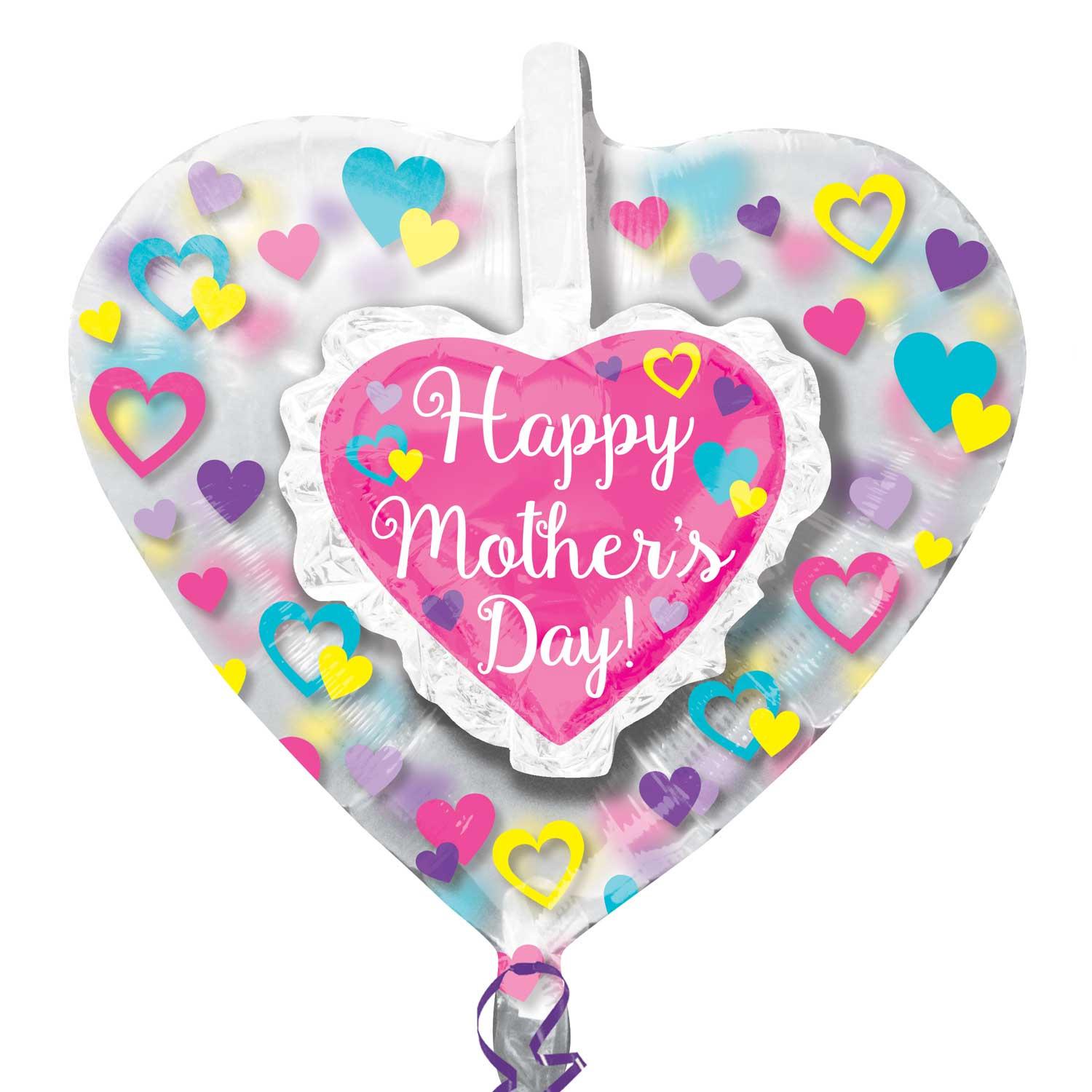 Happy Mother's Day Ruffle Heart Insiders Balloon 66cm Balloons & Streamers - Party Centre - Party Centre