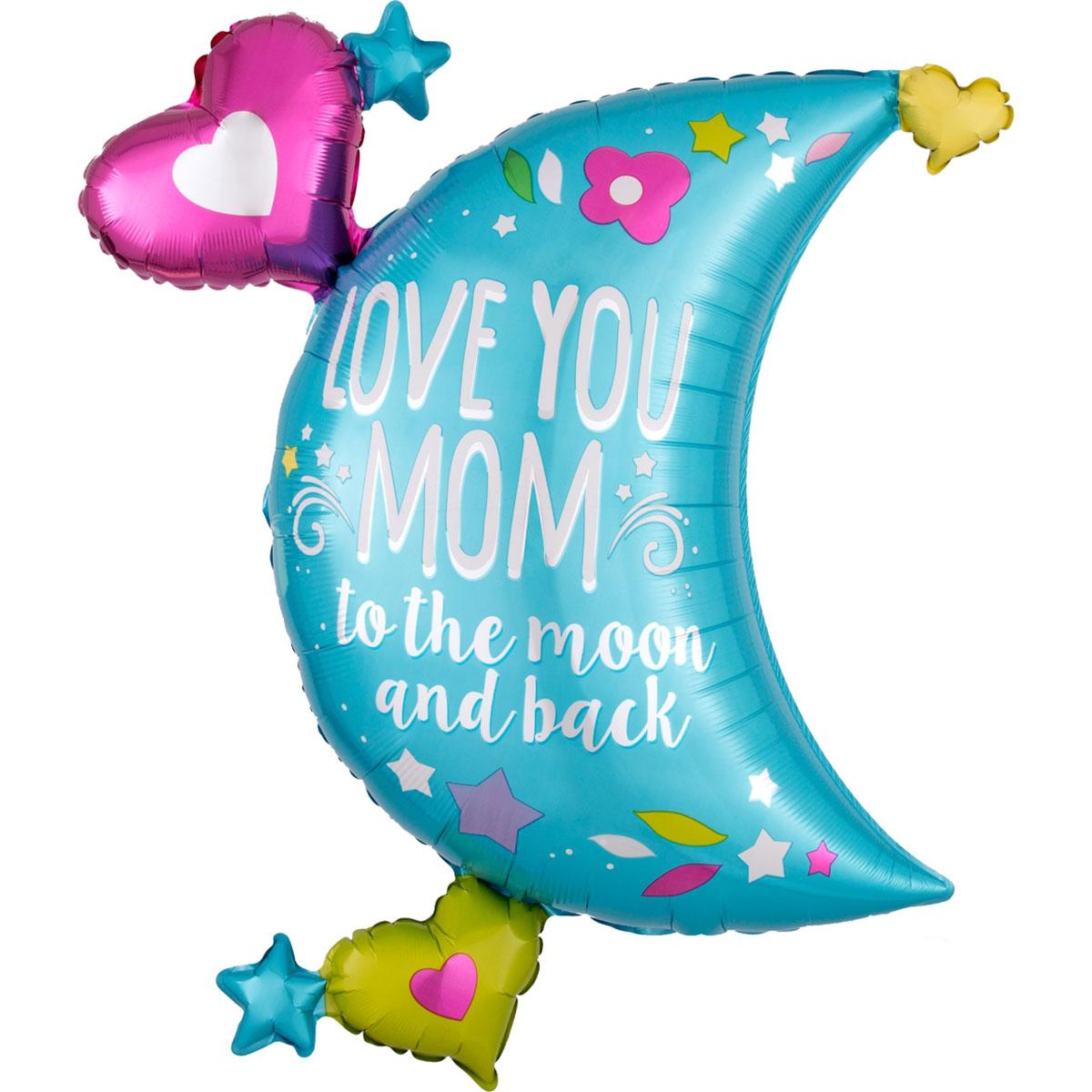 Love You Mom Moon SuperShape 27x32in Balloons & Streamers - Party Centre - Party Centre