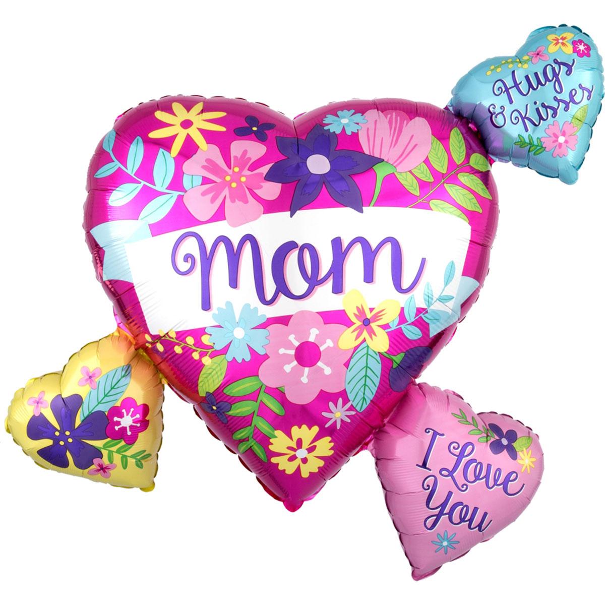 Mom Flower Heart Cluster SuperShape 27x25in Balloons & Streamers - Party Centre - Party Centre