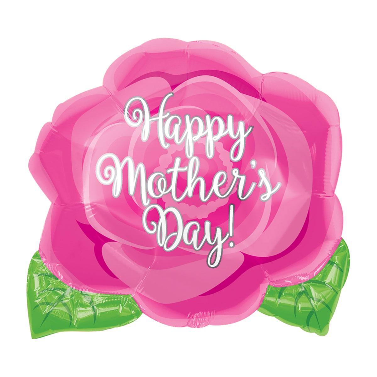 Happy Mothers Day Pink Rose Junior Shape Balloons & Streamers - Party Centre - Party Centre