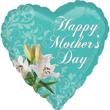 Mother's Day Lily Heart Foil Balloon 18in Balloons & Streamers - Party Centre - Party Centre