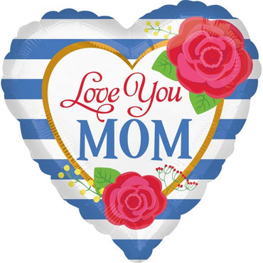 Mom Blue Stripes Foil Balloon 18in Balloons & Streamers - Party Centre - Party Centre