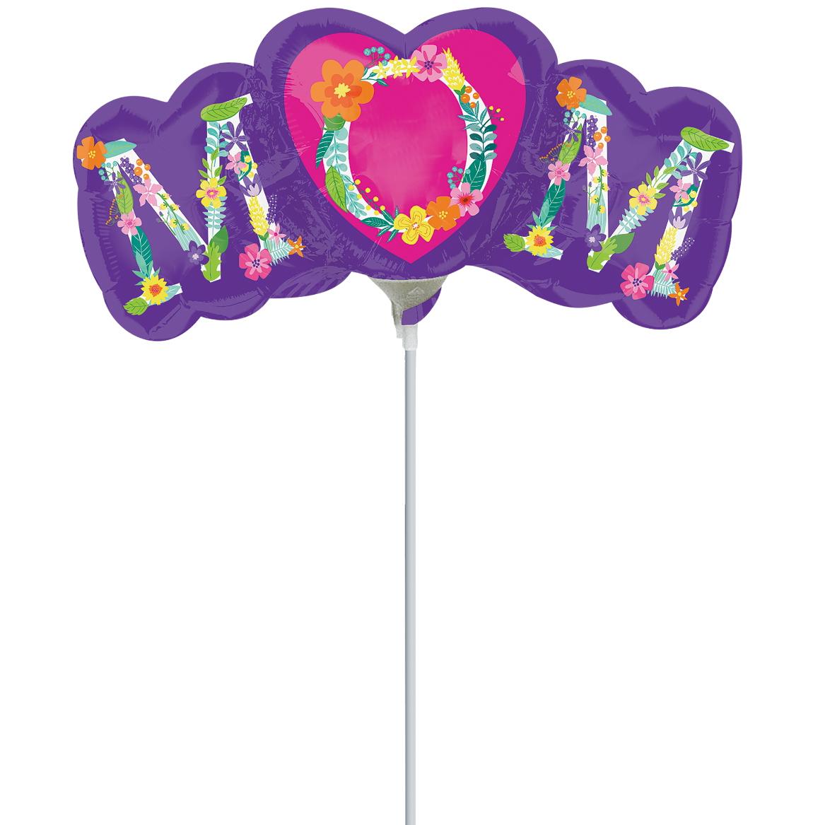Floral MOM Mini Shape Foil Balloon Balloons & Streamers - Party Centre - Party Centre