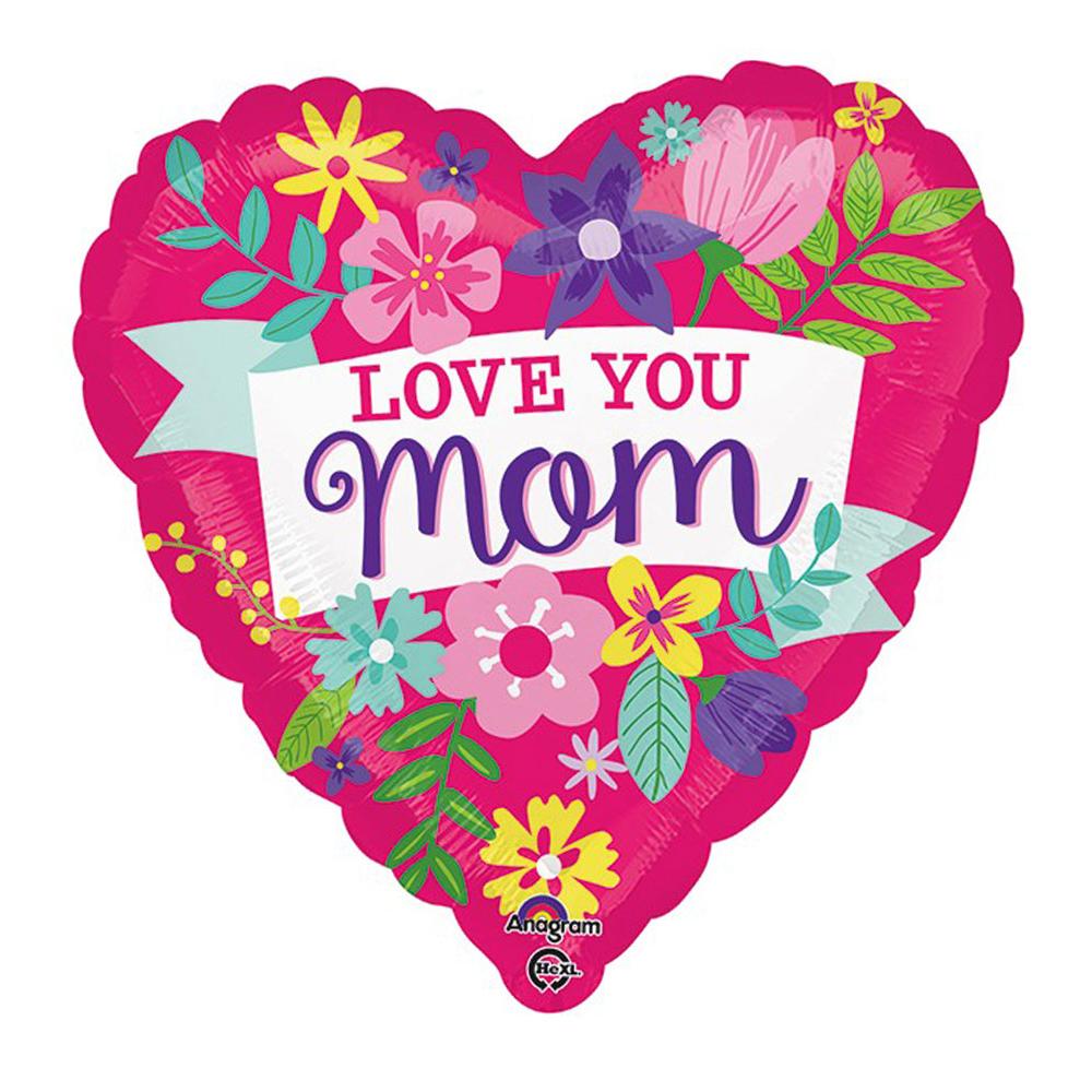 Love You Mom Flowers Foil Balloon 22cm Balloons & Streamers - Party Centre - Party Centre