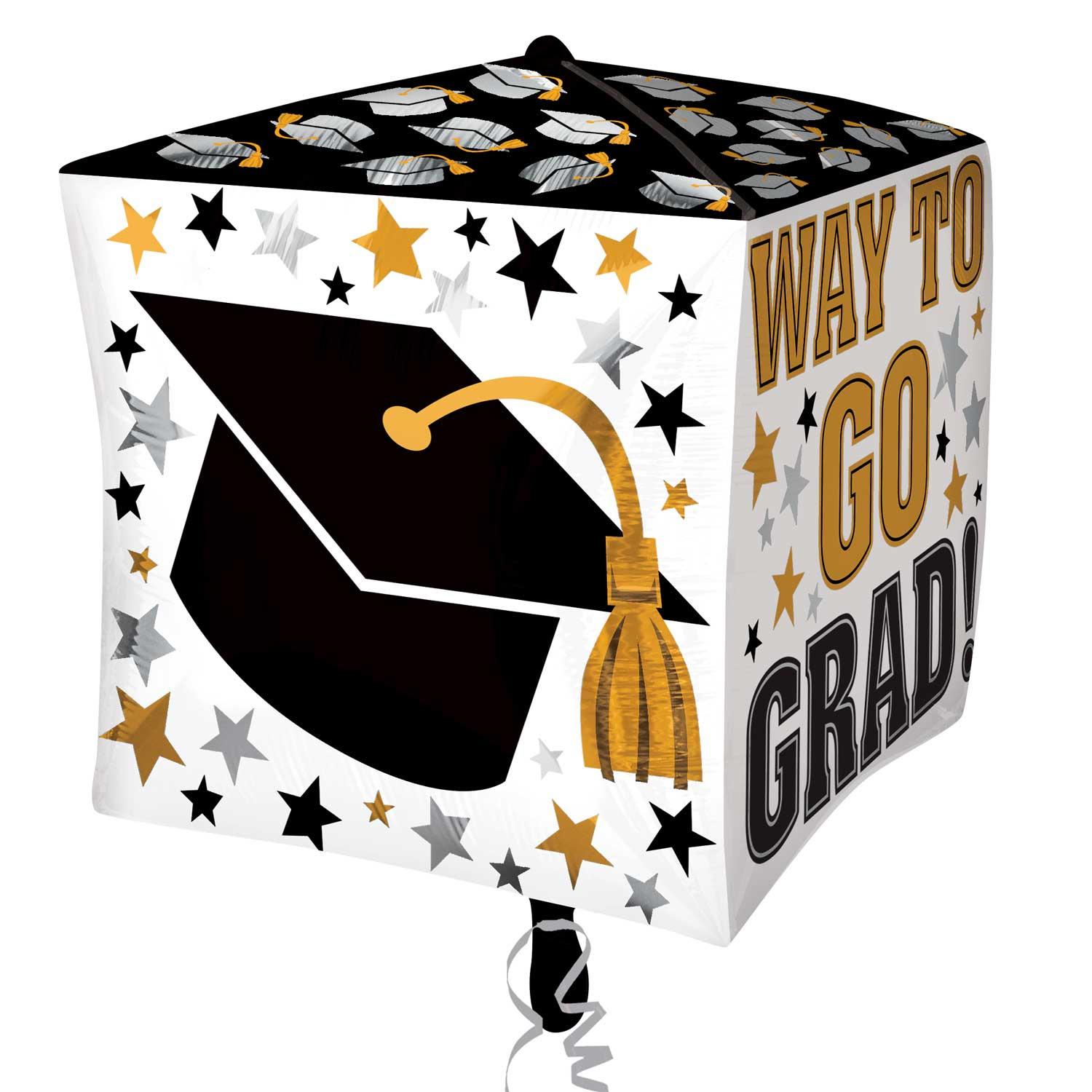 Way to Go Grad Gold & Black UltraShape Foil Balloon 15in Balloons & Streamers - Party Centre - Party Centre