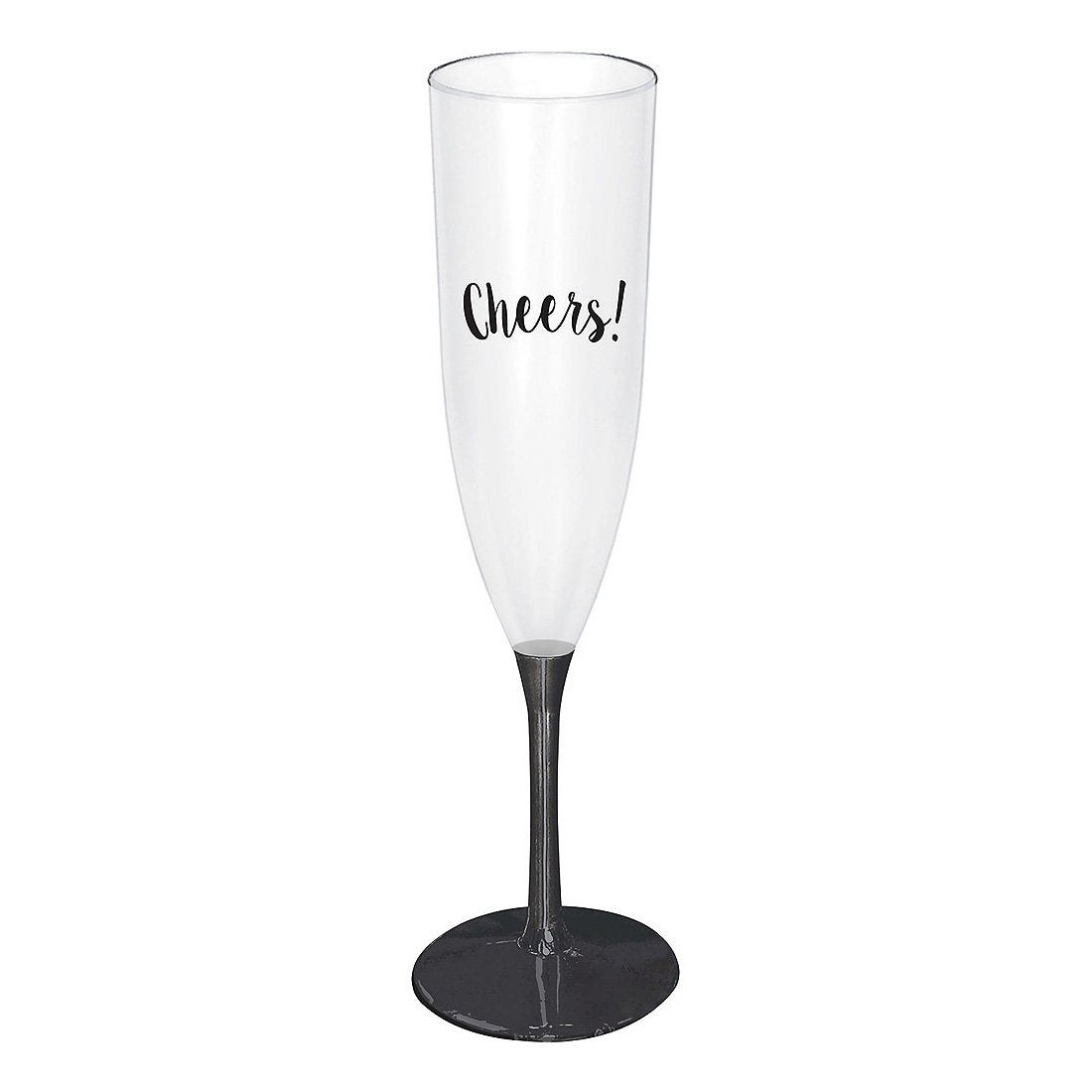 Black Cheers Plastic Champagne Glasses 5oz 8pcs Candy Buffet - Party Centre - Party Centre