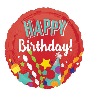 Festive Happy Birthday Foil Balloon 18in Balloons & Streamers - Party Centre - Party Centre