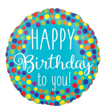 Happy Birthday to  You Dots Foil Balloon 18in Balloons & Streamers - Party Centre - Party Centre
