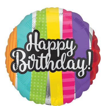 Happy Birthday Patterns 18in Balloons & Streamers - Party Centre - Party Centre
