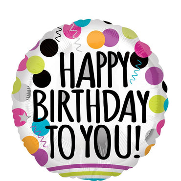 Black White Happy Birthday Foil Balloon 45cm Balloons & Streamers - Party Centre - Party Centre