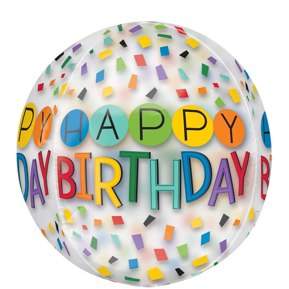 Happy Birthday Day Rainbow Orbz Balloon 38x40cm Balloons & Streamers - Party Centre - Party Centre