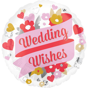 Wedding Wishes Floral Foil Balloon 45cm Balloons & Streamers - Party Centre - Party Centre