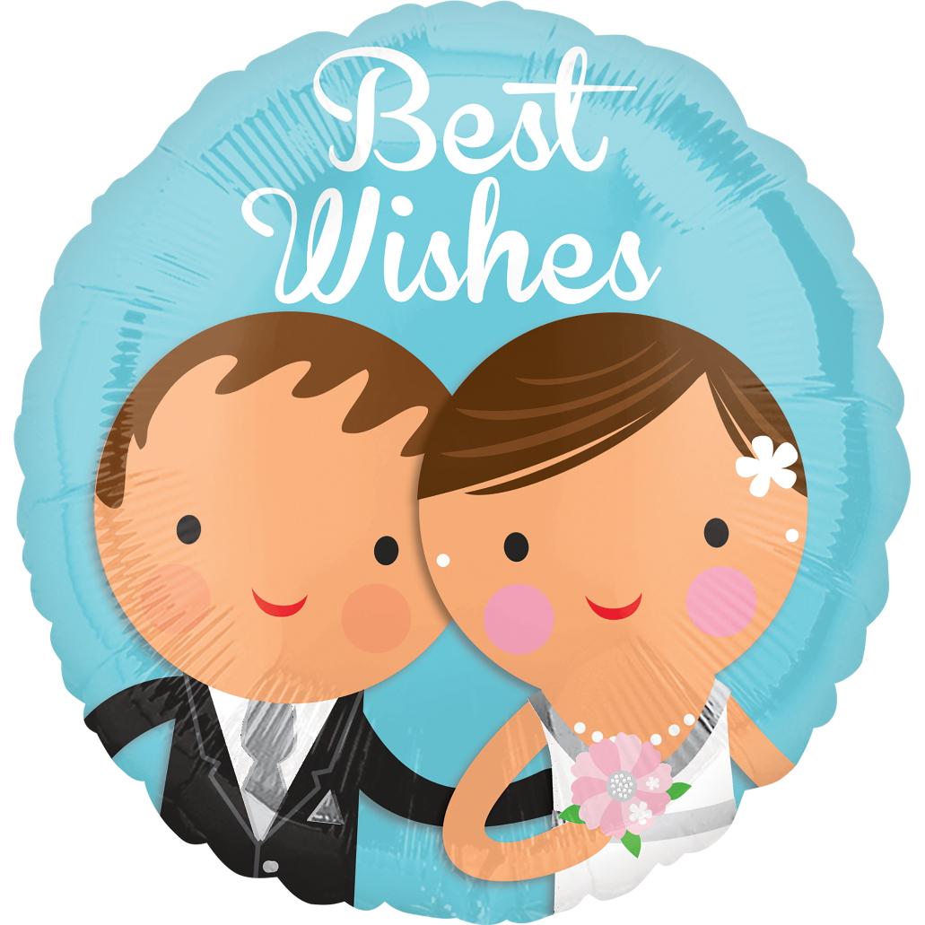 Best Wishes Wedding Couple Foil Balloon 18in Balloons & Streamers - Party Centre - Party Centre