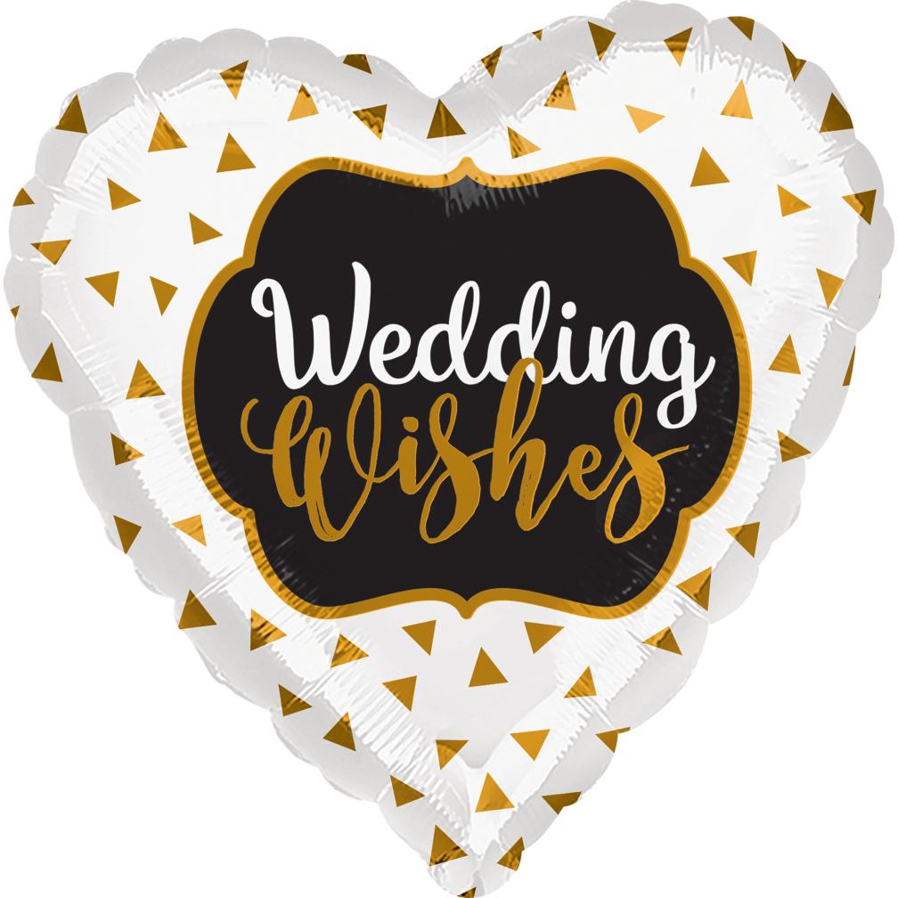 Wedding Wishes Gold Foil Balloon 45cm Balloons & Streamers - Party Centre - Party Centre