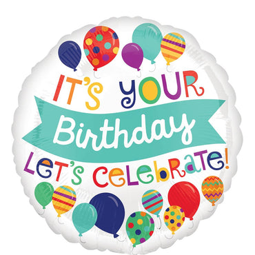 Let's Celebrate Happy Birthday Foil Balloon 18in Balloons & Streamers - Party Centre - Party Centre
