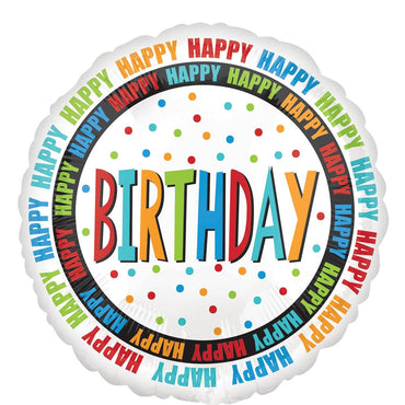 Happy Birthday Circles Foil Balloon 18in Balloons & Streamers - Party Centre - Party Centre