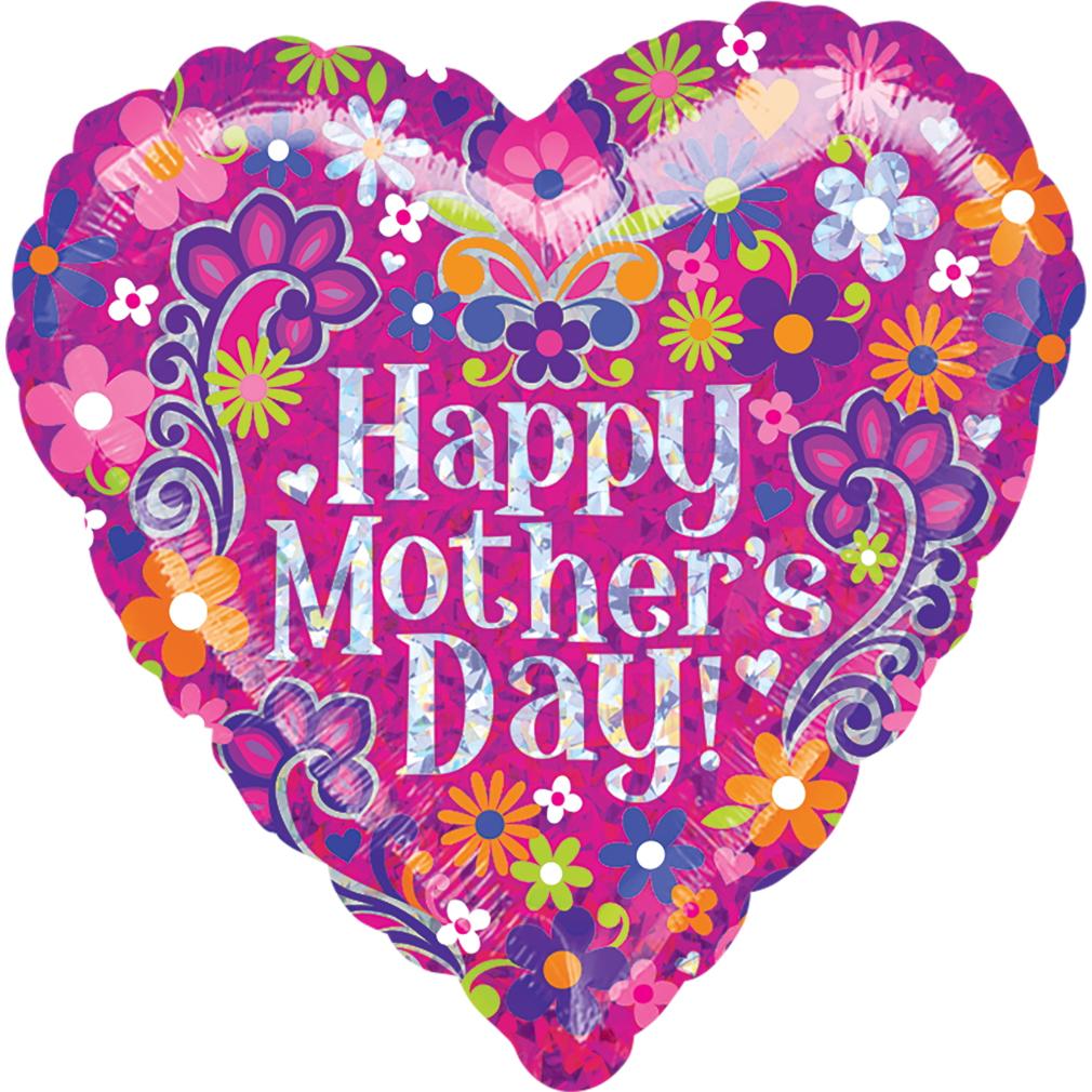 Mother's Day Flower Holographic Balloon 18in Balloons & Streamers - Party Centre - Party Centre