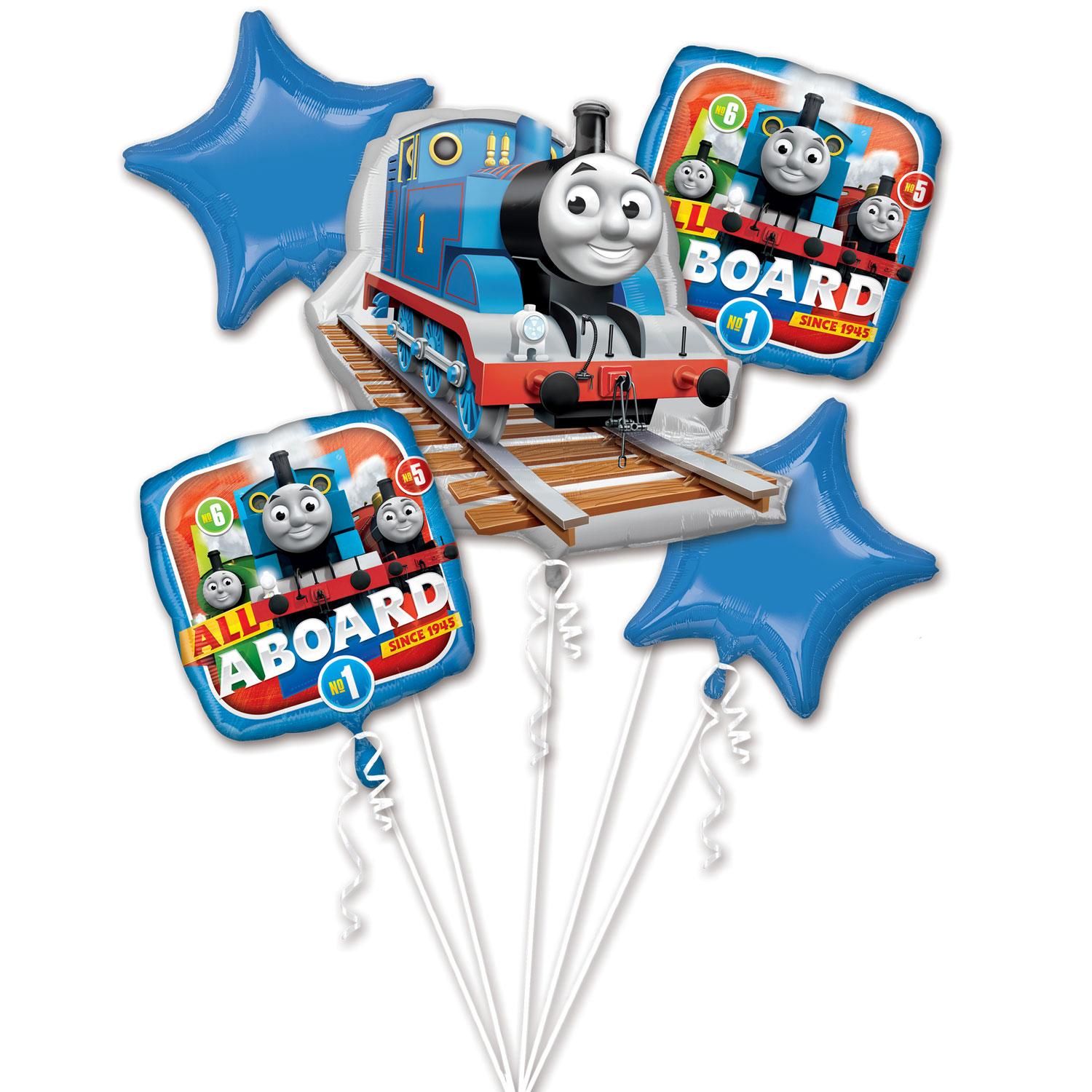 Thomas The Engine Balloon Bouquet 5pcs Balloons & Streamers - Party Centre - Party Centre