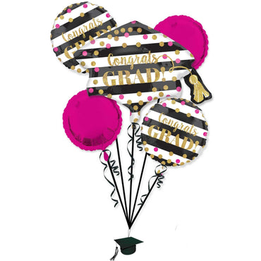 Gold Confetti Grad Balloon Bouquet 5pcs Balloons & Streamers - Party Centre - Party Centre