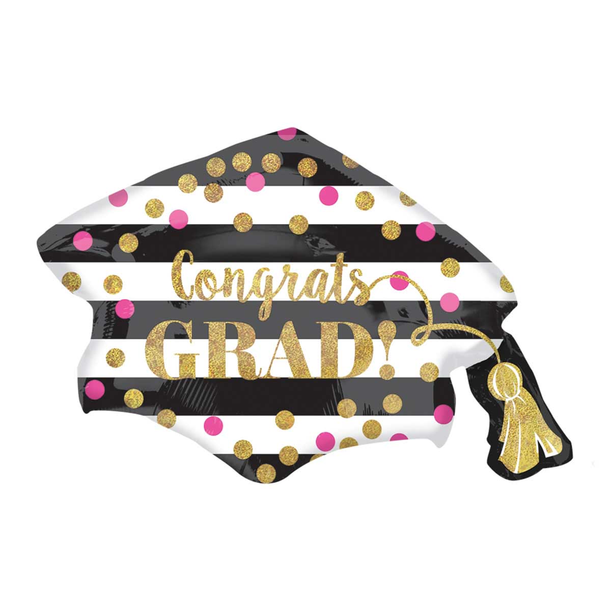 Gold Confetti Grad Cap SuperShape 31x22in Balloons & Streamers - Party Centre - Party Centre