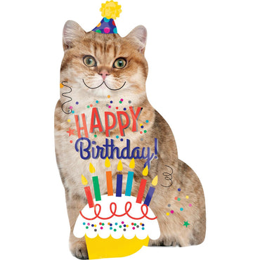 Happy Birthday Cat SuperShape Balloon 45x83cm Balloons & Streamers - Party Centre - Party Centre