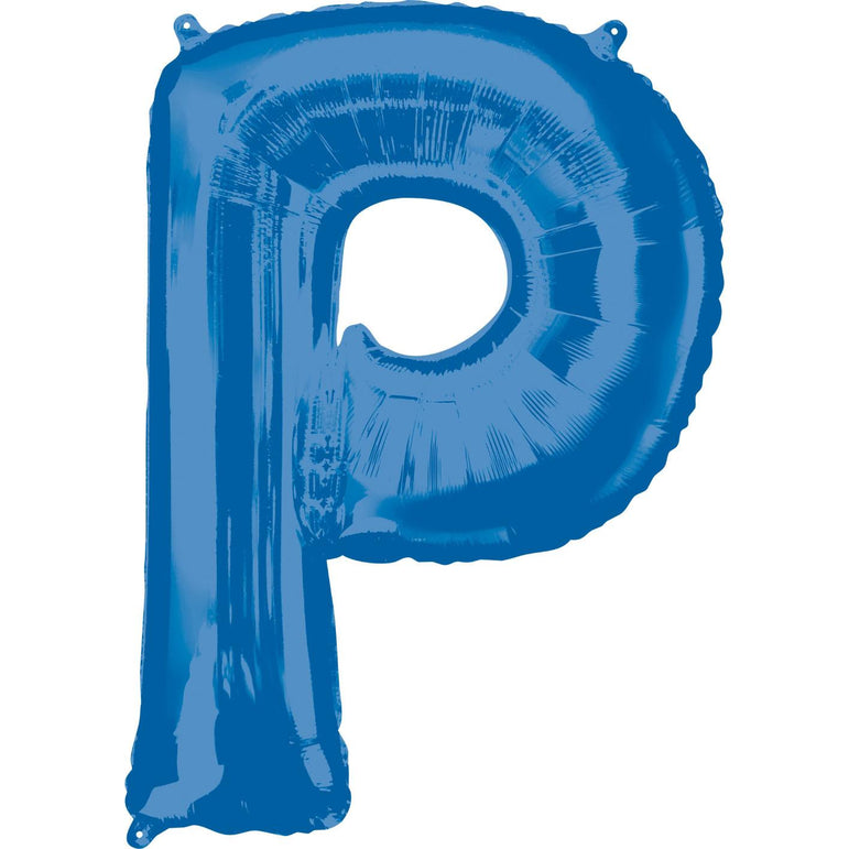 Letter P Blue SuperShape Foil Balloon 53x81cm Balloons & Streamers - Party Centre