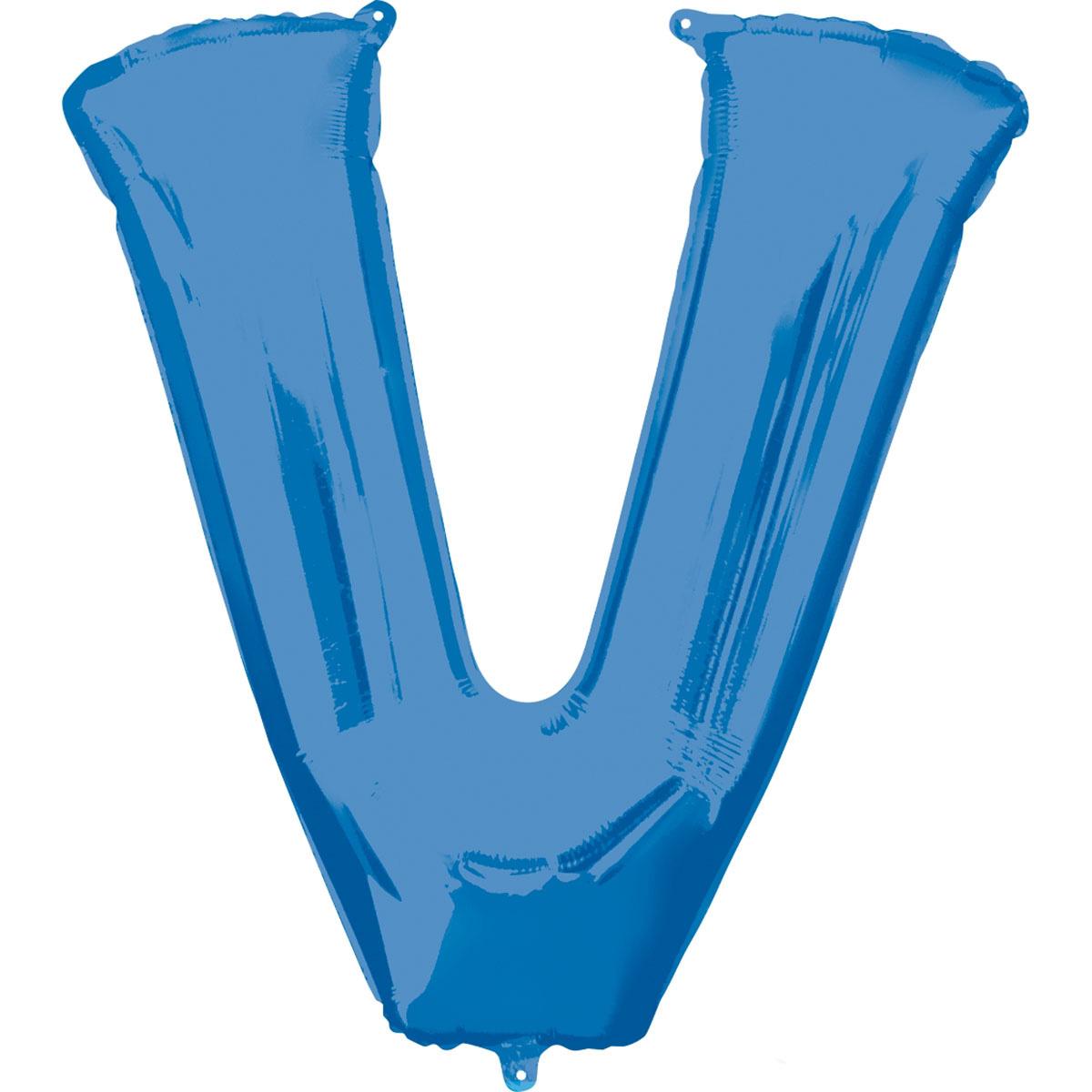 Letter V Blue SuperShape Foil Balloon 53x81cm Balloons & Streamers - Party Centre - Party Centre