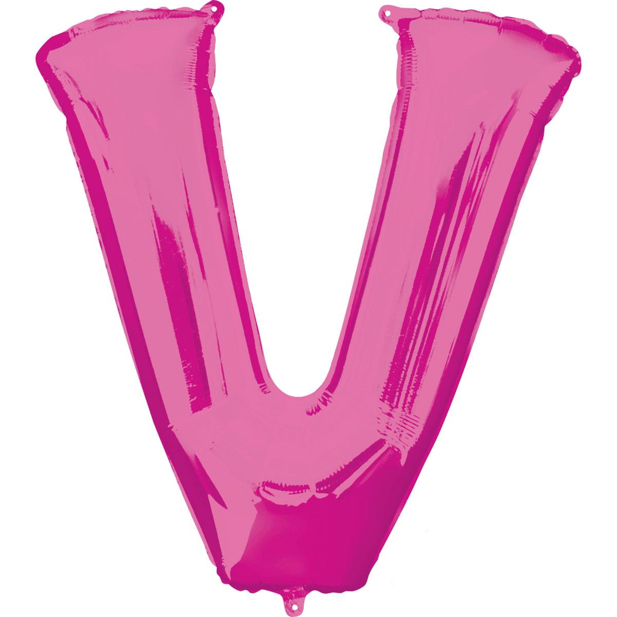 Letter V Pink SuperShape Foil Balloon 53x81cm Balloons & Streamers - Party Centre - Party Centre