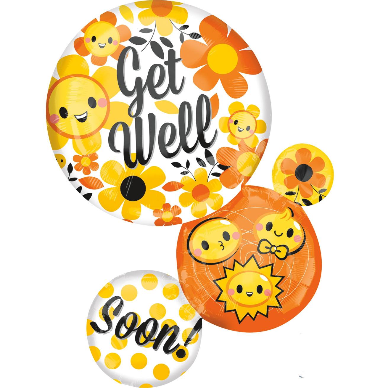 Get Well Bubble Emoticons SuperShape Balloon 66cm Balloons & Streamers - Party Centre - Party Centre