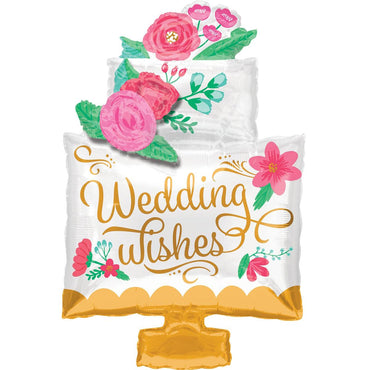 Wedding Wishes Cake SuperShape Balloon 53x76cm Balloons & Streamers - Party Centre - Party Centre