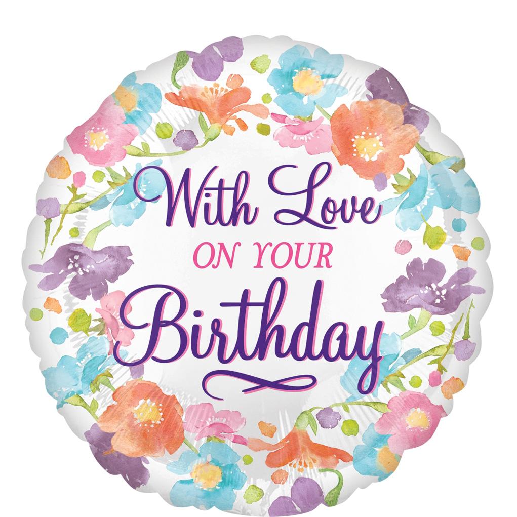 With Love on Your Birthday Foil Balloon 18in Balloons & Streamers - Party Centre - Party Centre