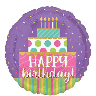 Birthday Cake Swirls Foil Balloon 18in Balloons & Streamers - Party Centre - Party Centre