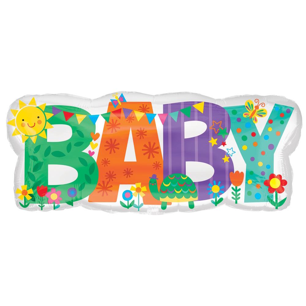 Baby Banner Cute Icons SuperShape Foil Balloon 83x35cm Balloons & Streamers - Party Centre - Party Centre